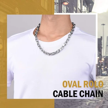 Povezavo verige ogrlica mens iz nerjavečega jekla hip hop dolgo ogrlico velike verige na vratu modna ogrlica darila za moške dodatki