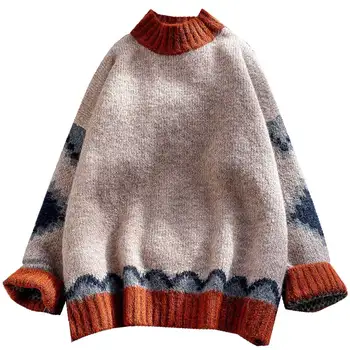 Pozimi nove ženske pletene puloverje in puloverji flare sleeved svoboden zgostitev toplo lady elegantno potegne outwear plašč vrhovi