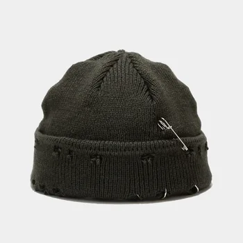 Pozimi topla kapa priložnostne hip hop kratek klobuk odraslih moških kapa kapa z luknjo pin pletene beanie Lobanja Skp, elastična klobuk unisex