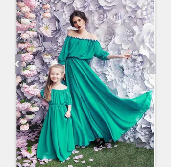 PPXX Šifon Dekle Ženske obleke Maxi svate mati hči obleko Družino Ujemanje Oblačila Družino Pogled Velika, Velika Velikost