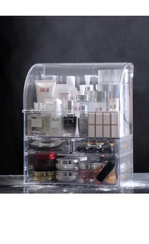 Prah-Dokazilo Predal Namizje Šminka Jutranje S Pokrovom Akril Nego Kože Rack Kozmetični Škatla Za Shranjevanje