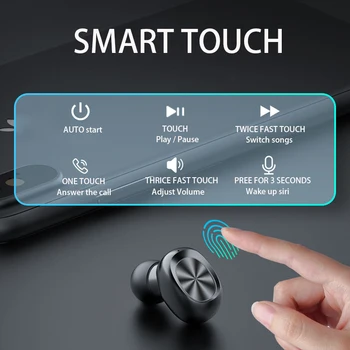 Pravi brezžični binaural Bluetooth slušalke športne mini mobilni telefon univerzalno moških in žensk polnjenje prostor touch kontrole