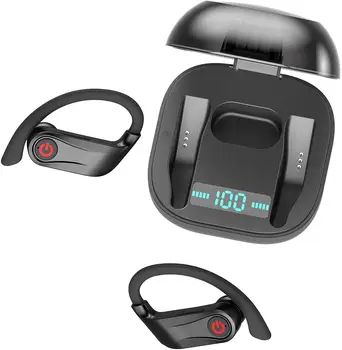 Pravi Brezžični Čepkov Bluetooth 5.0 Q62 Slušalke Stereo Šport Slušalke Primeru 950mah Nepremočljiva Uho Kavelj Slušalke, MIKROFON