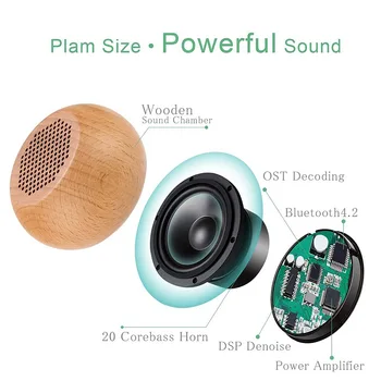 Prenosni Mini Bluetooth Zvočnik Lesenih Zvočnikov za MP3 Glasbo, Brezžične Stereo Zvočniki Podpira TF Kartice AUX USB Polnjenje
