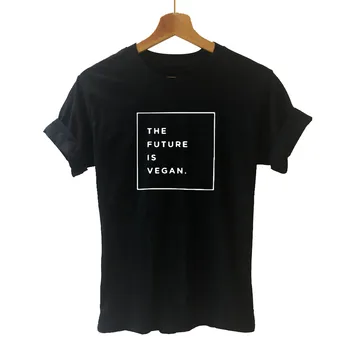 Prihodnost Je Veganska Vegetarijanska Pisma Natisnjena T Shirt Smešno Teeshirt Ženske Oblačila, Casual Kratek Rokav Vrhovi Tees DropShipping