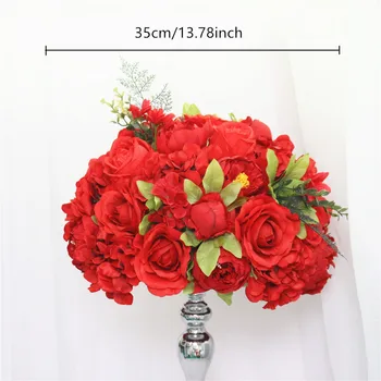 Prilagajanje 35 cm svile potonike umetno cvet žogo centerpieces ureditev dekor za poroko ozadje tabela cvet žogo 13color