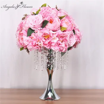 Prilagajanje 35 cm svile potonike umetno cvet žogo centerpieces ureditev dekor za poroko ozadje tabela cvet žogo 13color