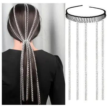 Priljubljena Hairbands Lase Verige Ženske, Pribor Za Lase Zlitine Zob Aluminija Chaine Trend Atmosferski Osem Znakov Verige Tassel