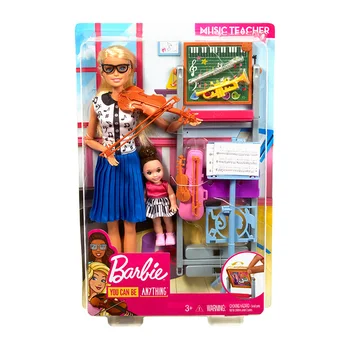 Prvotni Barbie Lutka Glasbeni Učitelj in Študent Lutka Nastavite Dekle Igrača Barbie Violino Dekle Učenje Nastavite Igrača Dekle Darila FXP18