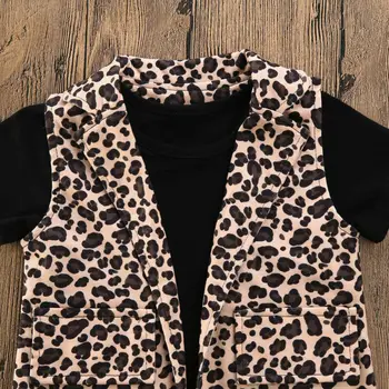 Pudcoco 2020 Baby Poletnih Oblačil Malčke Baby Girl Obleke Leopard Telovnik, Suknjič Vrhovi T-Majica, Kratke Hlače 3Pcs Obleke 1-6T