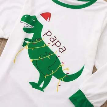 Pyjama Famille Noel Božič Dinozaver tiskanje Vrh Bluzo+Hlače Družino More Oblačila Sleepwear Pijamas Familiares Navidad v5