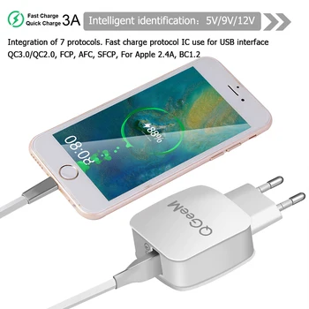 QGEEM QC 3.0 USB Polnilec za Hitro Polnjenje 3.0 Telefon Polnilnik za iPhone 18W3A Hiter Polnilec za Huawei Samsung Xiaomi Redmi EU NAS Plug