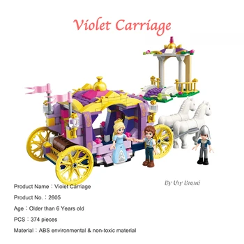 Qman 2605 Prijatelji Serije Princesa Lea je Razkošno Violet Prevoz 3 Številke Konja DIY Izobraževalne gradniki Igrača za Dekleta