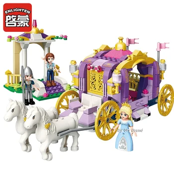Qman 2605 Prijatelji Serije Princesa Lea je Razkošno Violet Prevoz 3 Številke Konja DIY Izobraževalne gradniki Igrača za Dekleta
