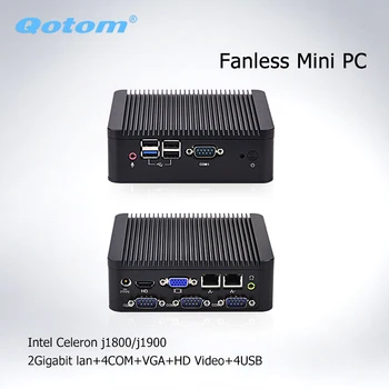 Qotom Fanless Mini PC nano-itx Celeron j1800 j1900 Večpredstavnostna 2 ethernet lan brez ventilatorja Namizje Industrijske Mini Računalnik