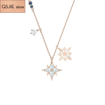 Qsjie visoke kakovosti SWA ženski romantični skrivnostno elementi snežinka star kristalno clavicle Ogrlico, Obesek, Modni Nakit