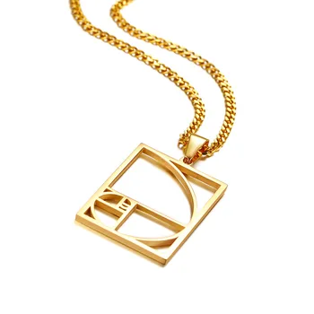 QWC DN4 iz nerjavečega jekla ogrlica vroče prodajajo zlato barvo vrh kakovosti samskih žensk, 40 mm matematični model darilo za ženske, nakit