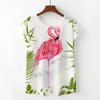 Raisevern Novo Kawaii Flamingo majica Ženska Poletje Srčkan Flamingo Samorog Jelena Natisni T-Shirt Femme Camisetas Mujer Padec Ladijskega prometa