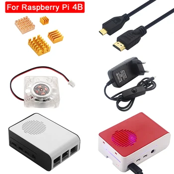 Raspberry Pi 4 Model B Kit ABS Ohišje + RGB LED Ventilator + hladilnega telesa + Napajalnik + Mikro HD Video Kabel za Raspberry Pi 4 B