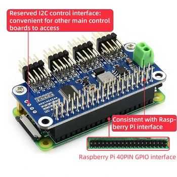 Raspberry Pi 4 Servo Voznik Odbor 16-kanalni 12-bitni Ločljivosti Ukrivljen Pin Različico, ki je Primerna za Jetson Nano in RPI 3B+ / 3B / 2
