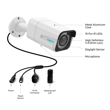 Reolink 4K Fotoaparat PoE Bullet Night Vision Mic Zaznavanje Gibanja na Prostem Add-on Cam SAMO za Reolink NVR B800