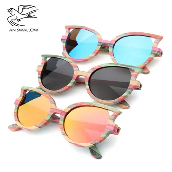 Retro polarizirana sončna očala ženske luksuzni strani-iz bambusa metulj-oblikovan sončna Očala človek, ženska sončna očala znamke oblikovalec UV400