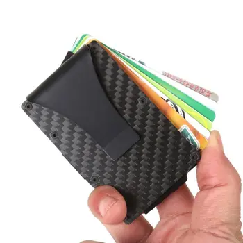 RFID Denarnice Ogljikovih Vlaken Black Denarja Posnetek Denarnice Aluminija Kreditne Kartice Denarnice RFID Mens Minimalističen Slim Imetnik Kreditne Kartice