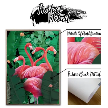 Risanka Cvet Flamingo, Zelena Rastlina, Nordijska Plakatov In Fotografij Wall Art Platno Slikarstvo Stenske Slike Za Otroško Otroci Soba Dekor