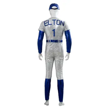Rocketman Elton John Dodgers Cosplay Kostum Baseball Enotno Jumpsuit Skp Celoten Sklop Odraslih Fantje, Moški Pustni Kostum Za Noč Čarovnic