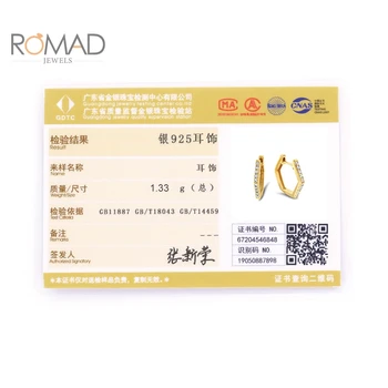 ROMAD 925 Sterling Srebro, Diamant Uhan Obroče Za Ženske Geometrijske Nezakonitih Uhani korejski Nakit Darila Boucle D'oreille