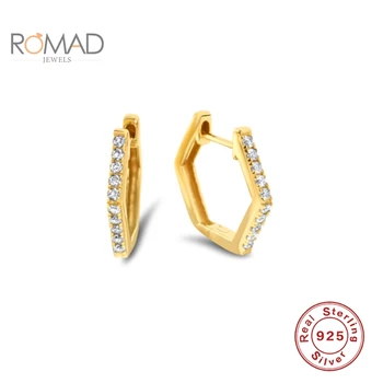 ROMAD 925 Sterling Srebro, Diamant Uhan Obroče Za Ženske Geometrijske Nezakonitih Uhani korejski Nakit Darila Boucle D'oreille