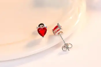 Romantična ljubezen srce Kubičnih Cirkonij 925 sterling srebro ženske stud uhani prvotno nakit za ženske, anti alergijo dekleta darilo