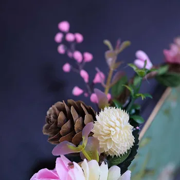 Romantični Barvit Cvet Garland Cvetno Krono Glavo Las Trak s Pentljo Poročne svate Glavo Kos Pribor za Lase KA