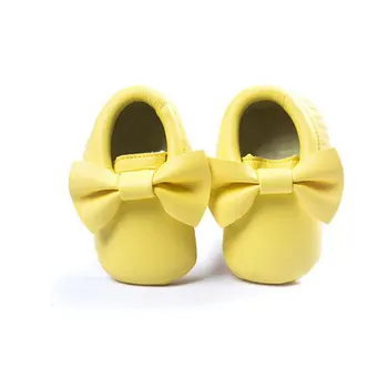 Ročno Mehko Dno, Moda Rese Baby Moccasin Novorojenih Dojenčkov Čevlji 18-barve PU usnje Prewalkers Čevlji