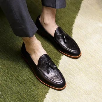 Ročno Moške Loafer Čevlji Pravega Usnja italijanski moški obleko čevlje reto ročno izdelani krtačo za barve