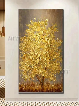 Ročno Poslikane Nož Zlato Drevo Oljna slika Na Platnu Veliko Paleto 3D Slike Za dnevno Sobo, Moderno Povzetek Wall Art Slike