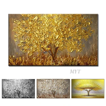 Ročno Poslikane Nož Zlato Drevo Oljna slika Na Platnu Veliko Paleto 3D Slike Za dnevno Sobo, Moderno Povzetek Wall Art Slike