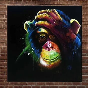 Ročno Poslikane Povzetek Orangutan Pijača, Vino, Platno, Olje Slikarstvo Povzetek Orangutan Steni Sliko otroški Sobi Doma Stenski Dekor