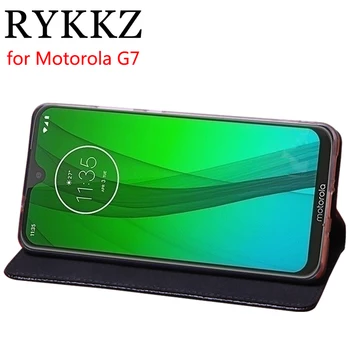 RYKKZ Luksuznega Usnja Flip Pokrov Za Motorola G7 Mobilno Stojalo Primeru Za Motorola G7 Igrajo Plus Moč Usnje Telefon Primeru Zajema