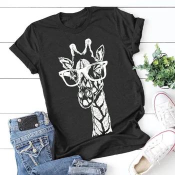 S-5XL 2020 novo Poletje žirafa tisk majice za ženske risanka priložnostne t-shirt gospe kratek rokav vrhovi tees majica ženska oblačila