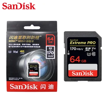 SanDisk Extreme PRO SD Kartica 64GB SDXC UHS-II U3 Visoke Hitrosti 170MB/s, Class 10 za Pomnilniško Kartico Za Fotoaparat SD Kartico