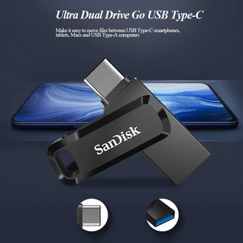 SanDisk Ultra Dual Drive Go OTG USB 3.1 Tip-C USB Flash Disk 128GB 32 GB Pomnilnik USB Stick Type C Pendrive Za Telefon, Tablični RAČUNALNIK