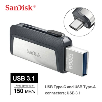 SanDisk Ultra Dual Pogon USB Tip-C 128GB USB 3.1 Flash Disk 64GB Mini USB ključ 32GB Pero Pogoni 16GB Flash Bellek SDDDC2