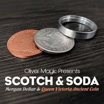 Scotch & Soda, ki jih Oliver Magic (Morgan Dolar in Kraljica Victoria Antičnih Kovancev) Close Up Magia čarovniških Trikov Prevara Čarobno Rekviziti