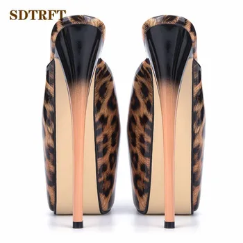 SDTRFT čevlji ženska Plitvo usta Natikači Peep Toe 20 cm Tanke Pete Poroko črpalke sapato feminino visokih petah pregleden Stilettos