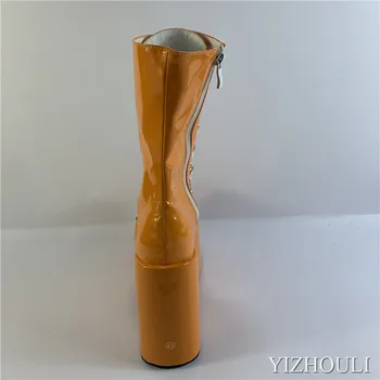 Seksi klini, 12,5 cm stopnji uspešnosti slog busker slog multi-barvne gleženj škornji po meri, model fazi pole dancing čevlji