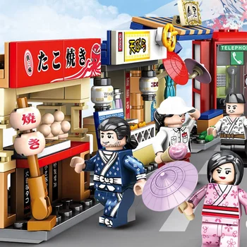SEMBO Bloki Za Dekleta Darilo Mestu Japonski Sakura Street View Suši Gradnik Za Otroke Fantje 6 Let Otrok Izobraževalne Igrače