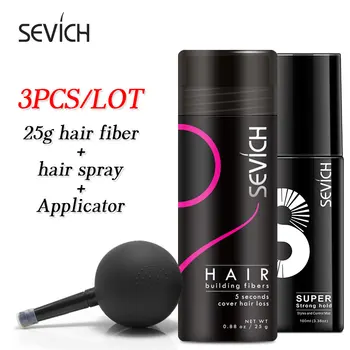 Sevich 3PCS/SET Anti Hair Loss 25g Keratin Las, Vlaken Spray Z Aplikator Šoba Zgosti Lase, 100 ml Močno drži Lase Sprej