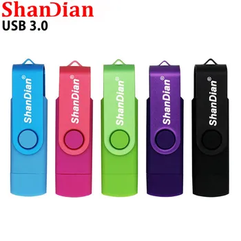SHANDIAN debelo USB 3.0 Pametni telefon ključek USB OTG pendrive 8G/16G/32 G/64GB Flash disk, pogon pero pomnilnik U disk