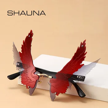 SHAUNA Edinstveno Oversize Angel Krila sončna Očala Moda Orel Krilo Rimless Odtenki UV400
